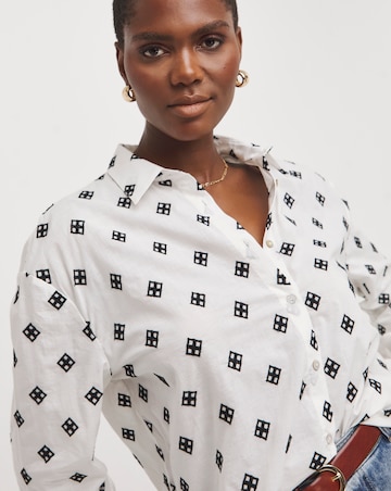 Contrast Broderie Shirt