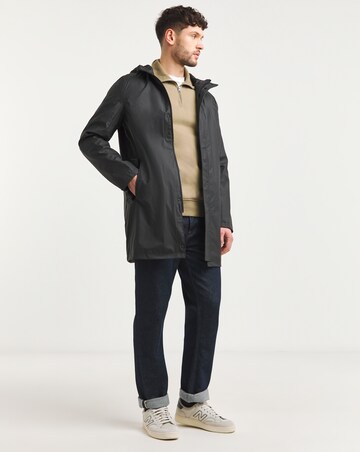 Black Rubberised Hooded Mac