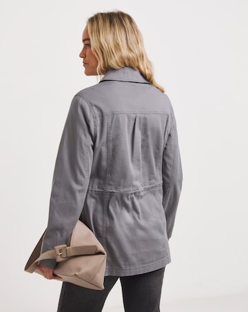 Washed Grey Stretch Utility Jacket