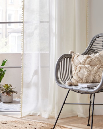 Tahiti Pom Pom Linen Look Voile