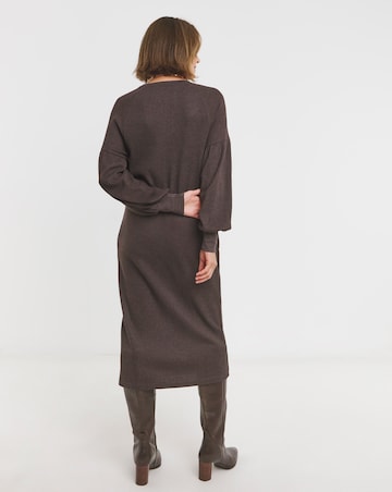 Textured Jersey Drop Shoulder Midi Dress