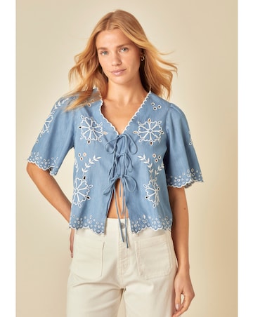 Nobodys Child Embroidered Tie Top