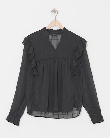 Check Frill Detail Blouse