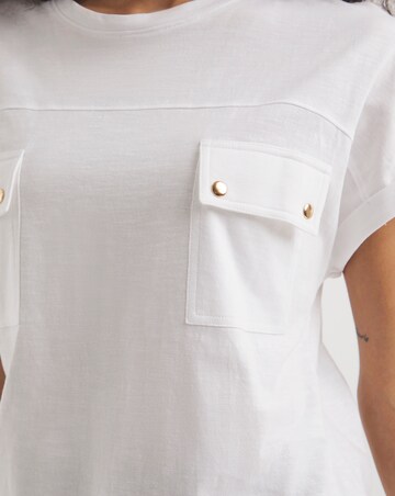 White Utility Pocket Seam Detail T-Shirt