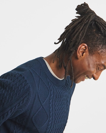 Dark Navy Cable Knit Crew Neck