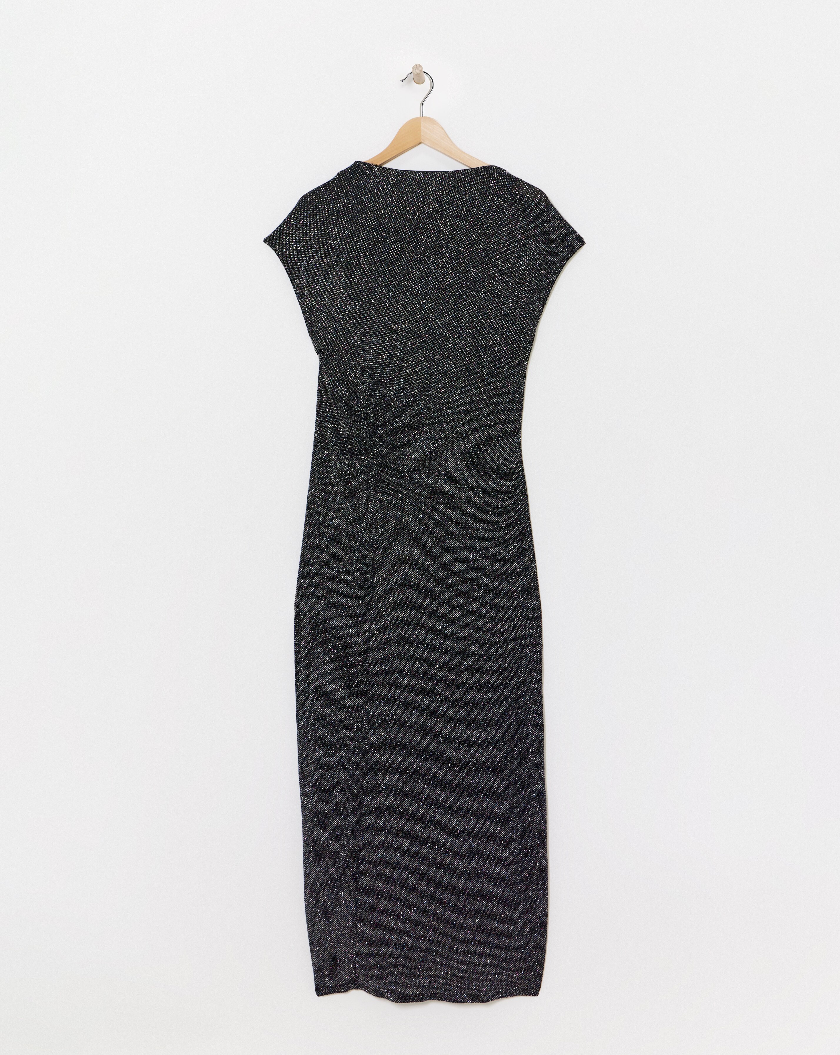 Slash Neck Grown On Sleeve Glitter Dress