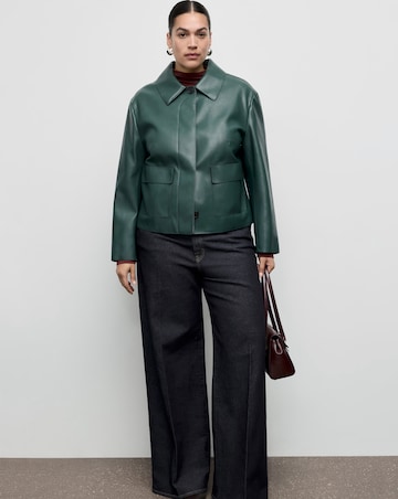 Mango Green Leather Effect Jacket With Pockets