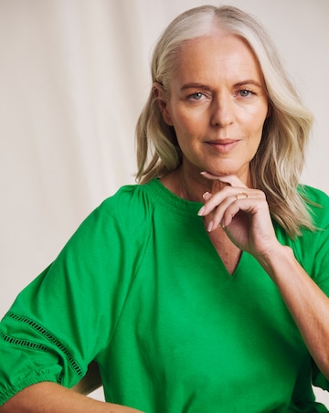 Julipa Linen Mix Jersey Lace Trim Top