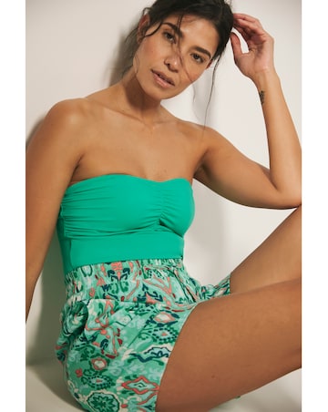 Printed Crinkle Shirred Waist Shorts