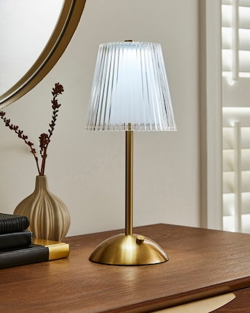 Liora Textured Glass Wireless Rechargeable Table Lamp
