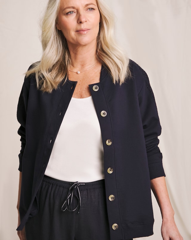 Julipa Lace Trim Pure Cotton Bomber Jacket