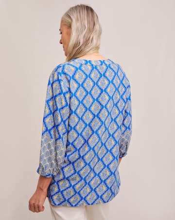 Julipa Mix Print Notch Neck Blouse