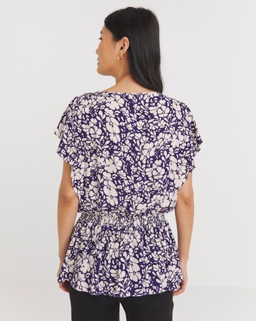 Julipa V Neck Shirred Waist Buttoned Top