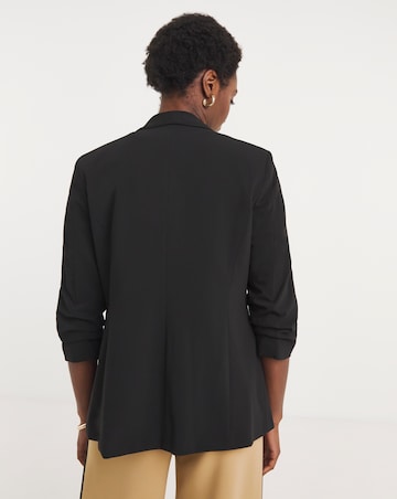 Black Ruched Sleeve Blazer