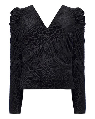 Ro&Zo Animal Burnout Vee Neck Top
