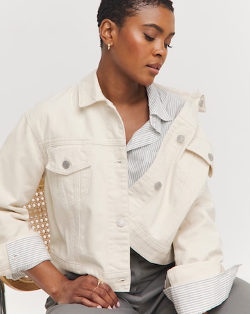 Ecru Cropped Denim Jacket