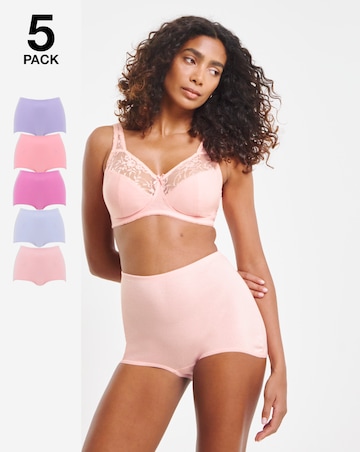 Pretty Secrets (5 Pack) Cotton Comfort Short Knickers Pink Multi
