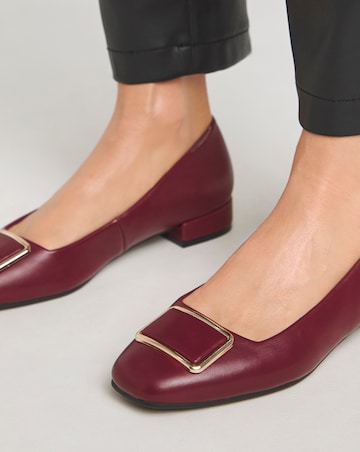 Heavenly Soles Ellen Low Block Heel Ballerina With Trim Extra Wide EEE Fit