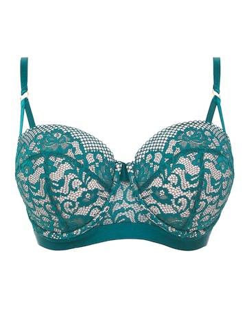Figleaves Opal Lace Padded Balcony Bra B-GG - Teal