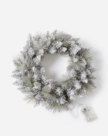 Grey Glitter Pre-Lit Wreath