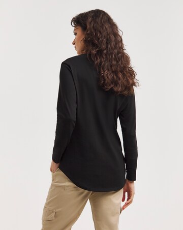 Black Longline Curved Hem Top