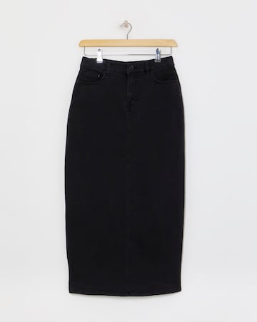 24/7 Black Maxi Denim Skirt
