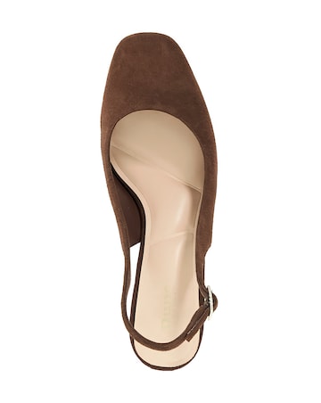 Dune Catharine Brown Suede Slingback Jewel Embellished Block Heel