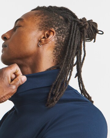 Long Sleeve Jersey Roll Neck Long Length- Navy