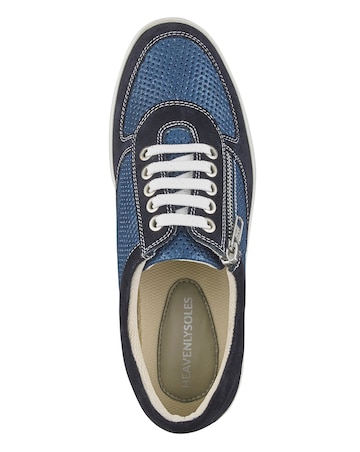 Heavenly Soles Leisure Lace Up Shoes With Zip Detail Wide E Fit