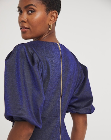 Volume Sleeve Glitter Bodycon Dress