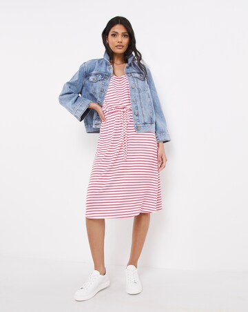 Striped Knee Length Vest Dress
