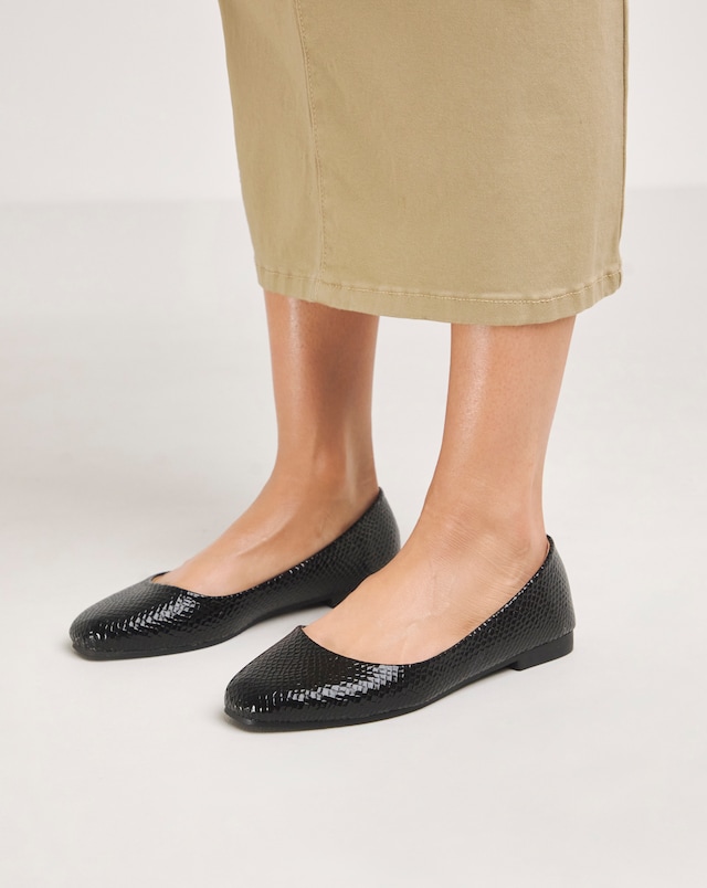 Clarice Square Toe Ballerina Shoes - Extra Wide Fit (EEE)
