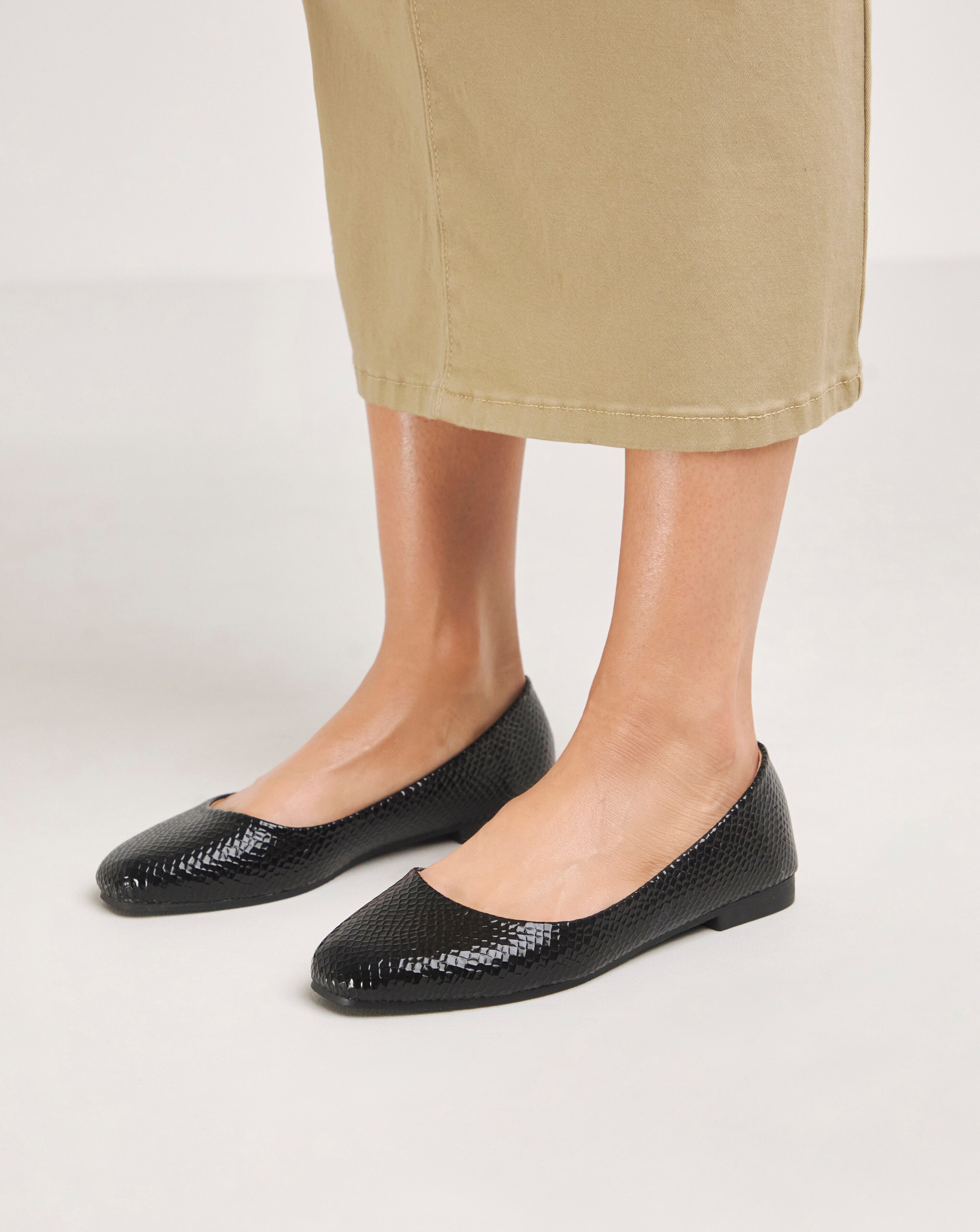 Clarice Square Toe Ballerina Shoes - Extra Wide Fit (EEE)