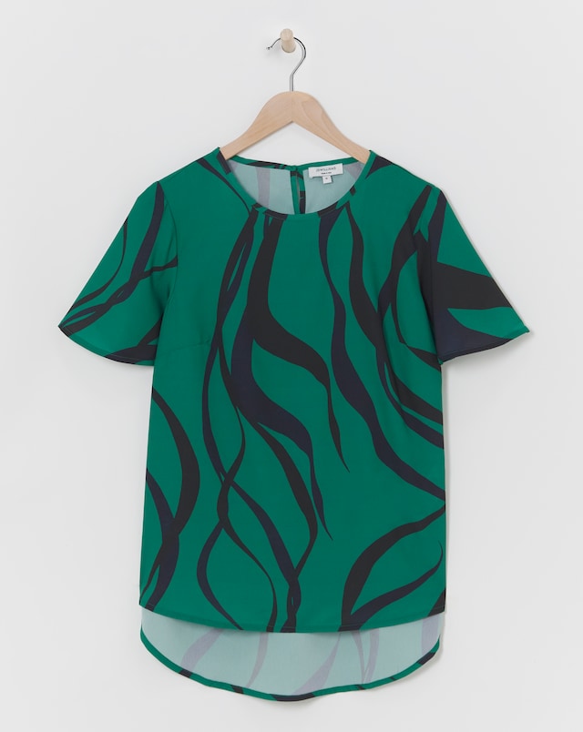Printed Short Sleeved Woven Top