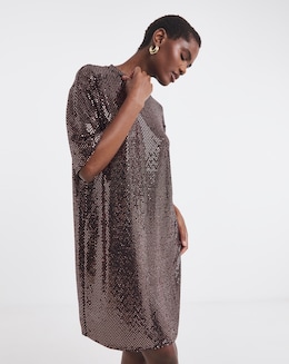 Short Sleeve Sparkle T-Shirt Dress