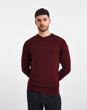 Rust Merino Wool V Neck