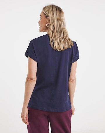 Pure Cotton Navy V-Neck Short Sleeve T-Shirt