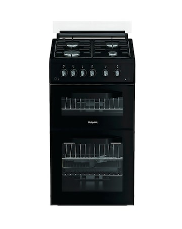 Hotpoint HDG5GCB 50cm Gas Double Cooker - Black + installation