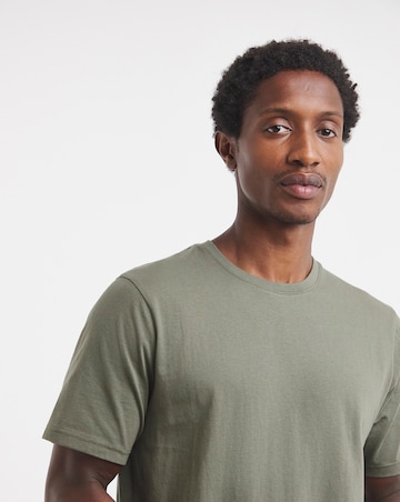 Pure Cotton Crew Neck T-Shirt Long Length-Olive