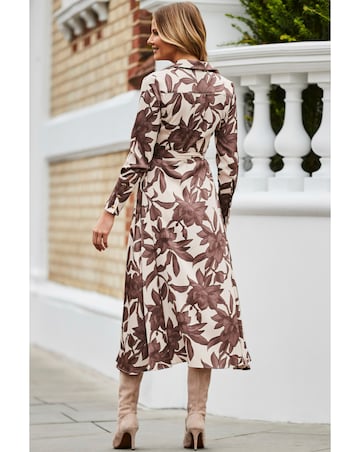 Sosandar Floral Satin Midaxi Shirt Dress