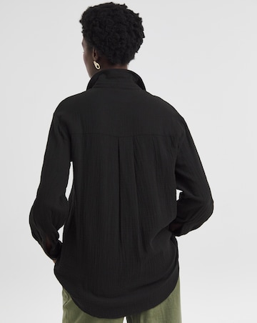 Pure Cotton Textured Relaxed Long Sleeve Shirt