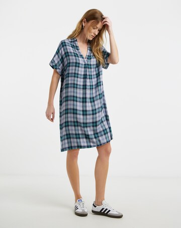 Check Collared Tunic Dress