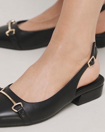 Sylvia Flat Slingback Shoes With Trim Detail - Wide Fit (E)