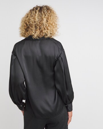 Black Satin Shirt With Embellished Buttons