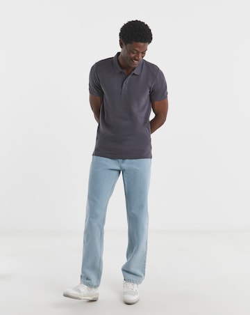 Pure Cotton Pique Polo Long Length- Charcoal