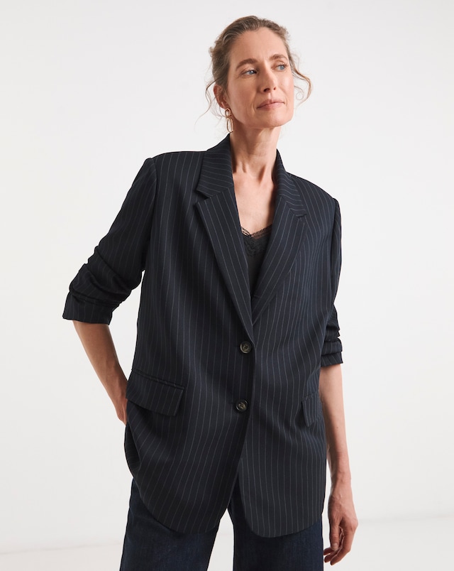 Navy Pinstripe Blazer