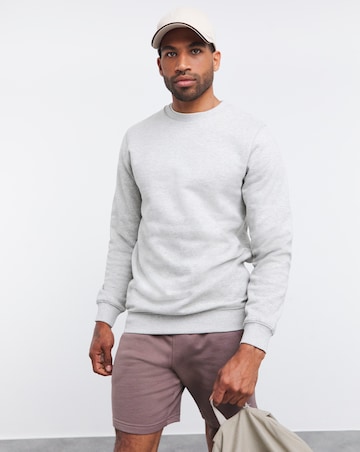 Grey Marl Crew Neck Sweat Long
