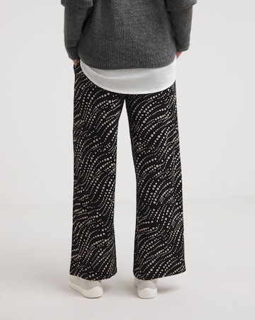 2 Pack Black/Printed Wide Leg Trousers