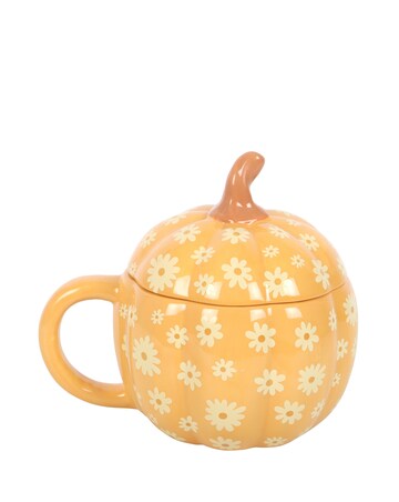 Groovy Floral Pumpkin Lidded Mug