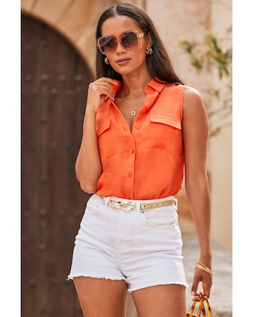 Sosandar Linen Sleeveless Shirt